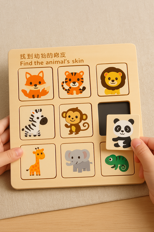 Puzzle en bois assorti Tableau cognitif Montessori Aide à l'enseignement